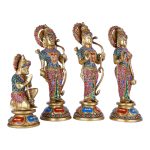 Brass Ram Darbar Multicolor Gemstone Handwork Statue Shree Ram Ji Sita Laxman Hanuman 2 DSCF6410 eMetalCrafts