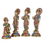 Brass Ram Darbar Multicolor Gemstone Handwork Statue Shree Ram Ji Sita Laxman Hanuman 3 DSCF6411 eMetalCrafts