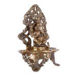 Stand Ethnic Design Handmade Curved Oil Wick Deepak Brass Lamp 2 DSCF6577 eMetalCrafts