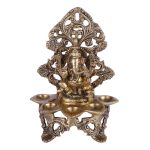 Stand Ethnic Design Handmade Curved Oil Wick Deepak Brass Lamp 5 DSCF6580 eMetalCrafts