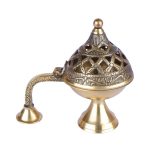 Brass Ethnic Carved Design Incense Burner with Handle 2 DSCF6624 eMetalCrafts