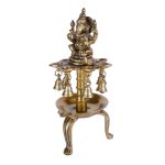 Brass Ganesha 8 Wick oil Diya with bells for home decor 4 DSCF6676 eMetalCrafts