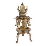 Brass Ganesha 8 Wick oil Diya with bells for home decor 5 DSCF6677 eMetalCrafts