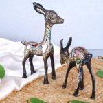 Two Enamel-Decorated Brass Deer Figurine 1 DSCF7939 1 eMetalCrafts