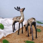 Set Of Two Ornate Golden Embossed Deer