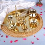 Brass pooja thali set with 10 pooja items Brass 1 DSCF8013 1 eMetalCrafts