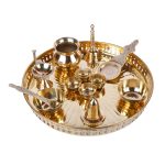 Brass pooja thali set with 10 pooja items Brass 2 DSCF8046 eMetalCrafts