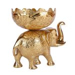 Gold Oxodise Aluminium Metal Elephant With Bowl 3 DSCF8143 1 eMetalCrafts