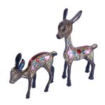 Two Enamel-Decorated Brass Deer Figurine 2 DSCF8146 eMetalCrafts