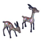 Two Enamel-Decorated Brass Deer Figurine 3 DSCF8148 eMetalCrafts