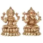 Premium Brass Lakshmi & Ganesha Idols Pair 1 1 3 eMetalCrafts