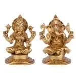 Brass Lakshmi Ganesha Idol Set for Puja, Home Décor & Auspicious Gifting 1 1 4 eMetalCrafts