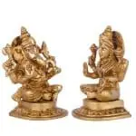 Brass Lakshmi Ganesha Idol Set for Puja, Home Décor & Auspicious Gifting 2 2 3 eMetalCrafts