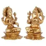 Eternal Blessings: Brass Lakshmi–Ganesha Divine Duo 2 2 4 eMetalCrafts