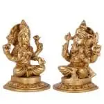 Brass Lakshmi Ganesha Idol Set for Puja, Home Décor & Auspicious Gifting 3 3 3 eMetalCrafts