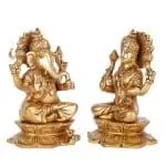 Eternal Blessings: Brass Lakshmi–Ganesha Divine Duo 3 3 4 eMetalCrafts